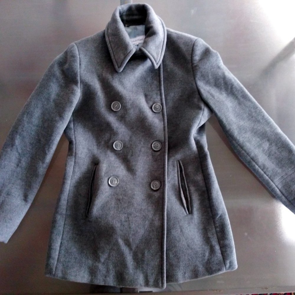 CALVIN KLEIN 100% Wool Jacket Size 6 Women's Grey